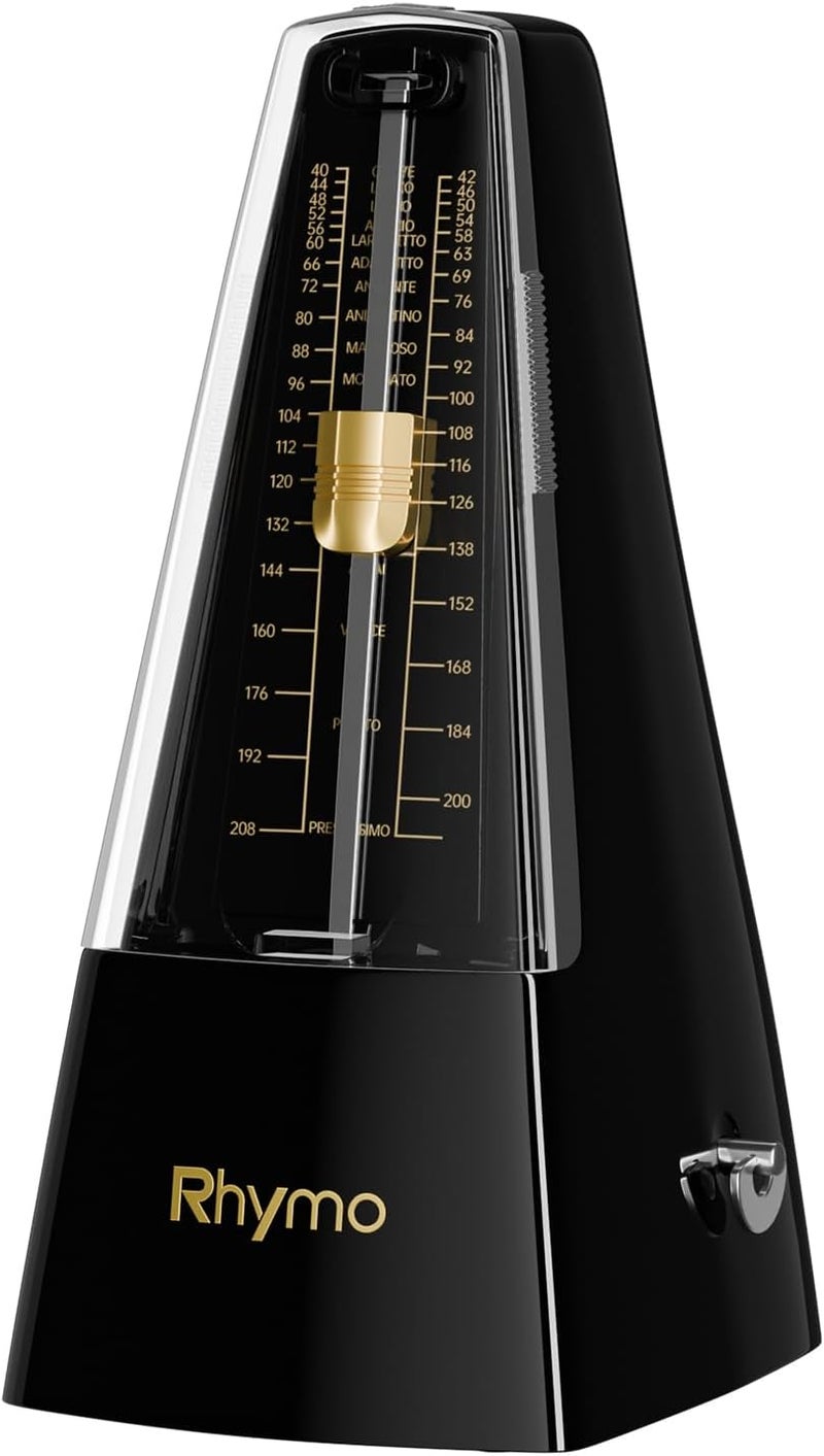 Rhymo Store Mechanical Metronome for Guitar, Piano & Violin, 40-208 BPM with 4 Beat Modes (2/4, 3/4, 4/4, 6/8), Classic Wind-Up Design, Loud Clear Tempo for Beginners, Musical Instrument Accessories, Black - Image 1